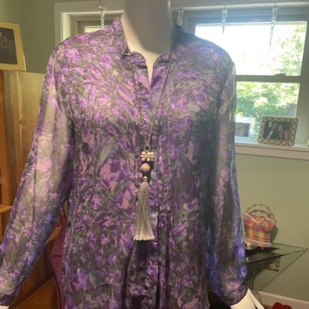 Purple and Gray Sheer Blouse